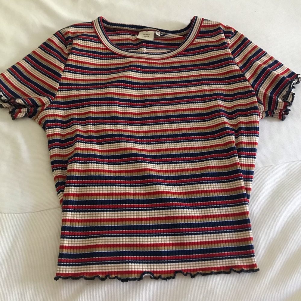 Lettuce Hem Striped Top